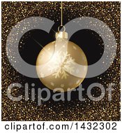 Poster, Art Print Of 3d Gold Snowflake Christmas Bauble In A Frame Of Golden Glitter On Black