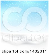 Poster, Art Print Of 3d Hilly Winter Landscape With Snow Falling And Blue Sky