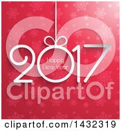 Clipart Of A Happy New Year 2017 Greeting Over Pink Snowflakes And Stars Royalty Free Vector Illustration
