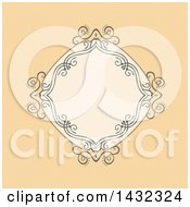 Clipart Of A Blank Frame Over A Retro Pastel Orange Background Royalty Free Vector Illustration