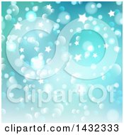 Poster, Art Print Of Gradient Green And Blue Star And Bokeh Lights Background