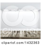 Clipart Of A 3d Wooden Table Over A Blurred White Room Royalty Free Illustration