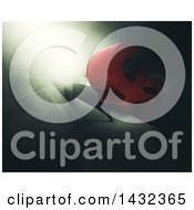 Clipart Of A 3d Red Pound Symbol Crashing Into The Ground In Dramatic Lighting Royalty Free Illustration