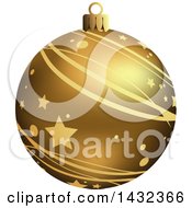 Poster, Art Print Of 3d Gold Star And Stripe Patterned Christmas Bauble Ornament