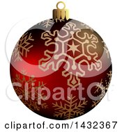 Poster, Art Print Of 3d Red Snowflake Patterned Christmas Bauble Ornament