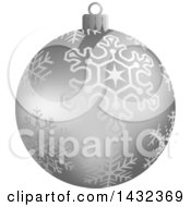 Clipart Of A 3d Silver Snowflake Patterned Christmas Bauble Ornament Royalty Free Vector Illustration