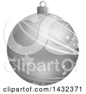 Poster, Art Print Of 3d Silver Star And Stripe Patterned Christmas Bauble Ornament