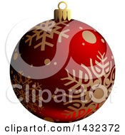 Poster, Art Print Of 3d Red Snowflake Patterned Christmas Bauble Ornament