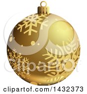 Poster, Art Print Of 3d Gold Snowflake Patterned Christmas Bauble Ornament
