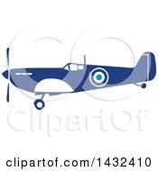 Retro Blue And White World War Two Spitfire Fighter Airplane