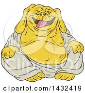 Cartoon Laughing Buddha Bulldog
