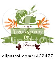 Poster, Art Print Of Thanksgiving Day Greeting With A Roasted Turkey And Pumpkin