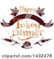 Clipart Of A Thanksgiving Happy Turkey Dinner Greeting Royalty Free Vector Illustration