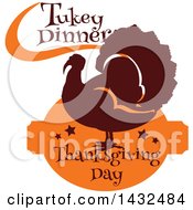 Poster, Art Print Of Silhouetted Turkey Bird With Turkey Dinner Thanksgiving Day Text