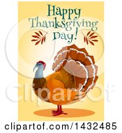 Poster, Art Print Of Happy Thanksgiving Day Greeting Over A Turkey Bird