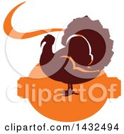 Clipart Of A Silhouetted Turkey Bird Ove Orange Royalty Free Vector Illustration