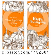 Poster, Art Print Of Sketched Brown White And Orange Thanksgiving Website Banners