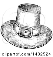 Poster, Art Print Of Sketched Black And White Pilgrim Hat