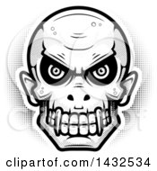 Halftone Black And White Evil Vampire Skull