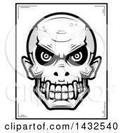 Halftone Black And White Evil Vampire Skull Poster Design