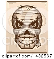 Clipart Of A Halftone Evil Mummy Skull Poster Design Royalty Free Vector Illustration
