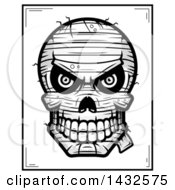 Halftone Black And White Evil Mummy Skull Poster Design