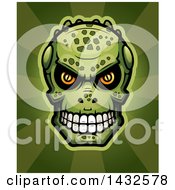 Poster, Art Print Of Halftone Lizard Man Skull Over Rays