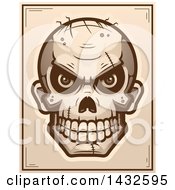 Poster, Art Print Of Halftone Evil Zombie Skull Poster Design