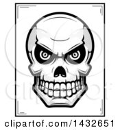 Poster, Art Print Of Halftone Black And White Evil Human Skull Poster Design