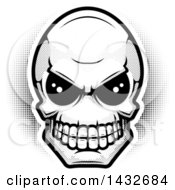 Black And White Halftone Alien Skull