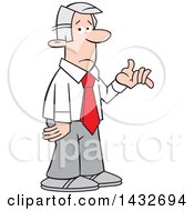 Poster, Art Print Of Cartoon Puzzled Silver Haired Caucasian Business Man Shrugging At A Loss