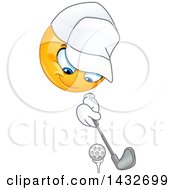 Poster, Art Print Of Cartoon Yellow Emoji Smiley Face Emoticon Golfing