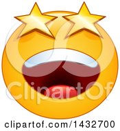 Poster, Art Print Of Cartoon Yellow Emoji Smiley Face Emoticon With Starry Eyes