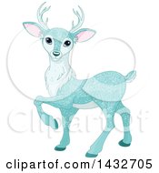 Poster, Art Print Of Beautiful Ice Blue Sparkly Christmas Deer