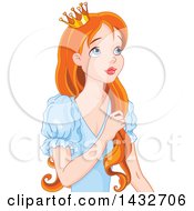 Poster, Art Print Of Beautiful Red Haired Princess Touching Her Hair