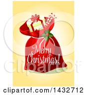 Clipart Of A Merry Christmas Greeting With Santas Sack Royalty Free Vector Illustration