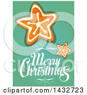 Clipart Of A Merry Christmas Greeting With Star Gingerbread Cookies Royalty Free Vector Illustration