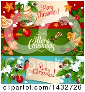 Clipart Of Christmas Website Banner Headers Royalty Free Vector Illustration