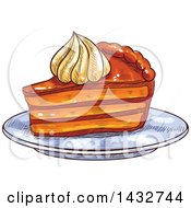 Sketched Slice Of Pie Or Cake With Cream On Top