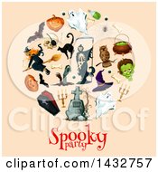 Poster, Art Print Of Circle Of Halloween Items Over Text