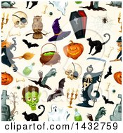 Clipart Of A Seamless Halloween Pattern Background Royalty Free Vector Illustration