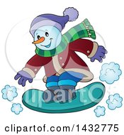 Poster, Art Print Of Happy Snowman Snow Boarding
