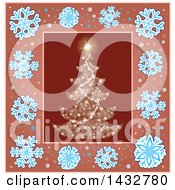 Clipart Of A Christmas Tree Inside A Snowflake Frame Royalty Free Vector Illustration