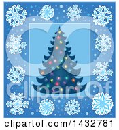 Poster, Art Print Of Christmas Tree Inside A Blue Snowflake Frame