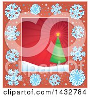 Clipart Of A Christmas Tree Inside A Snowflake Frame Royalty Free Vector Illustration