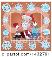 Poster, Art Print Of Christmas Santa Inside A Snowflake Frame