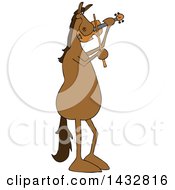 Poster, Art Print Of Cartoon Brown Horse Musician Playing A Violin