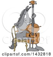 Poster, Art Print Of Cartoon Horse Musician Playing A Cello