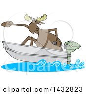 Poster, Art Print Of Cartoon Moose In A Speed Boat