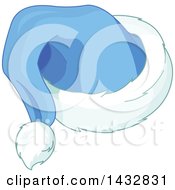 Clipart Of A Blue Christmas Santa Hat Royalty Free Vector Illustration